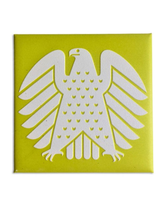 Square magnet with relief surface "Eagle"